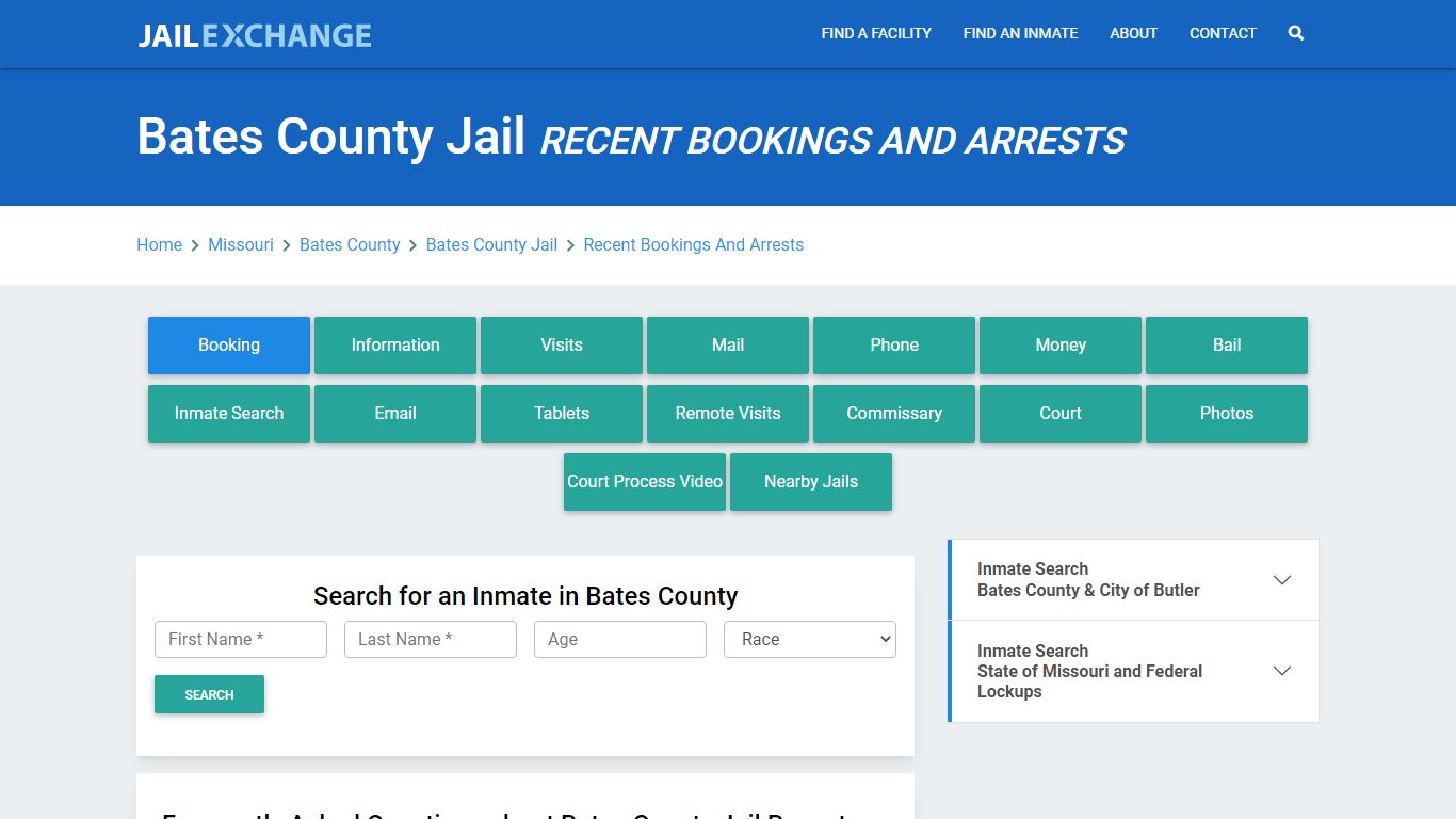 Bates County Jail Recent Bookings And Arrests - Jail Exchange